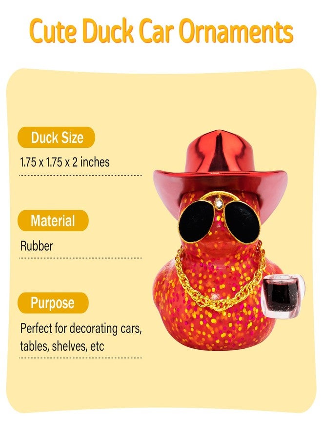 wonuu Coffee Lover Rubber Duck, Cafe Bar Car Dashboard Decoration Iced Americano Ducks Espresso Duckie Mini Sparkly Sequined Ducky, Dark Red - Image 2